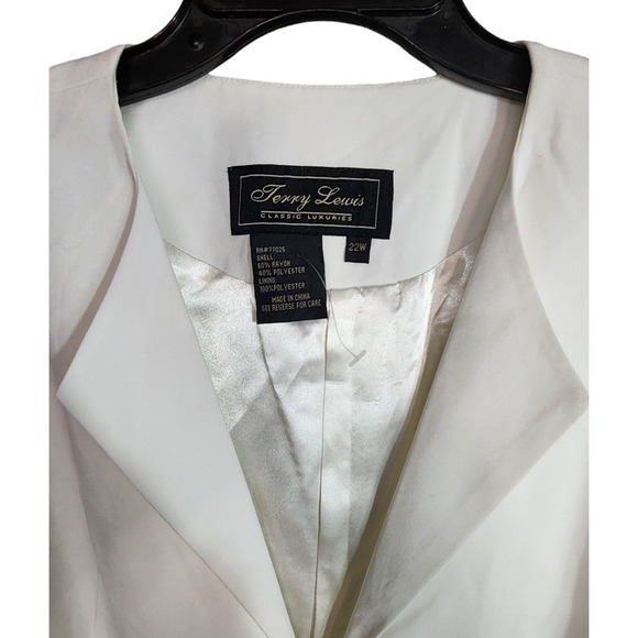 Terry Lewis Off White Rayon Poly Blazer Jacket 22W - Picture 2 of 3